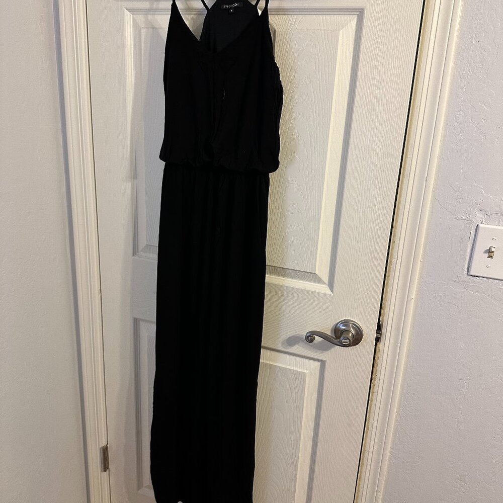 Black Strappy Maxi Dress with Slit
